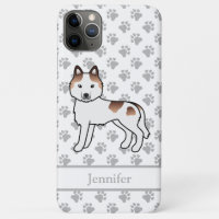 Red Piebald Siberian Husky Cartoon Dog & Name