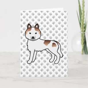 Red Piebald Siberian Husky Cute Cartoon Dog Card