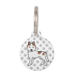 Red Piebald Siberian Husky Cute Cartoon Dog Pet Tag