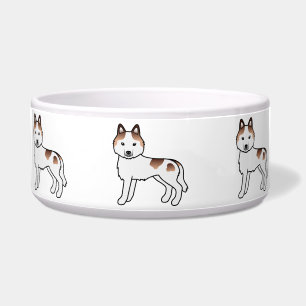 Red Piebald Siberian Husky Cute Cartoon Dogs Bowl