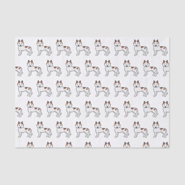 Red Piebald Siberian Husky Cute Dog Pattern Tissue Paper (Front)