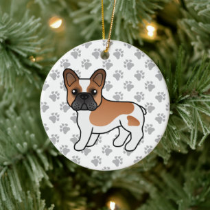 Red Pied French Bulldog Cute Cartoon Dog Ceramic Tree Decoration