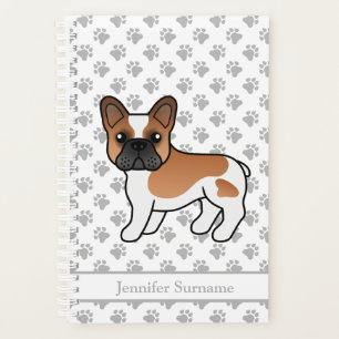 Red Pied French Bulldog Cute Cartoon Dog & Text Planner