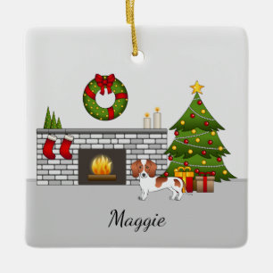 Red Pied Short Hair Dachshund Dog - Christmas Room Ceramic Ornament