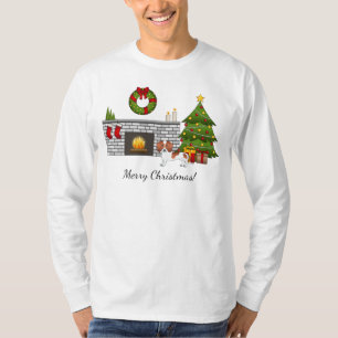 Red Pied Short Hair Dachshund Dog - Christmas Room T-Shirt