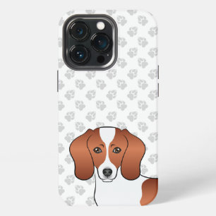 Red Pied Smooth Coat Dachshund Cartoon Dog Head iPhone 13 Pro Case