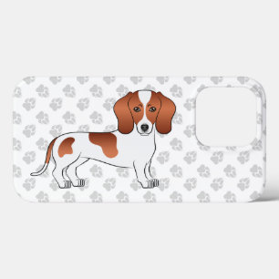 Red Pied Smooth Coat Dachshund Cartoon Dog & Paws iPhone 13 Pro Case
