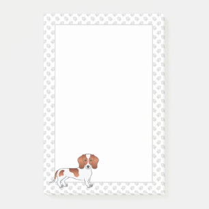 Red Pied Smooth Coat Dachshund Cartoon Dog & Paws Post-it Notes