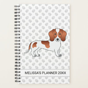 Red Pied Smooth Coat Dachshund Cartoon Dog & Text Planner
