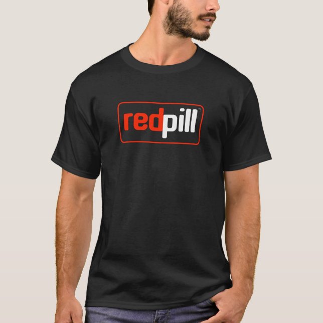 Red Pill™ Text Black Logo T-Shirt (Front)