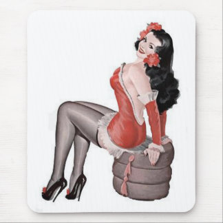 Red Pin Up Girl Mouse Pad