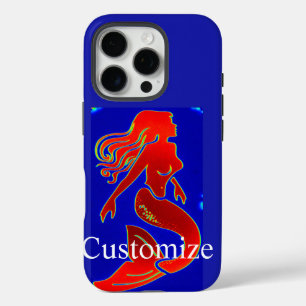 red pin-up mermaid blue iPhone 16 pro case