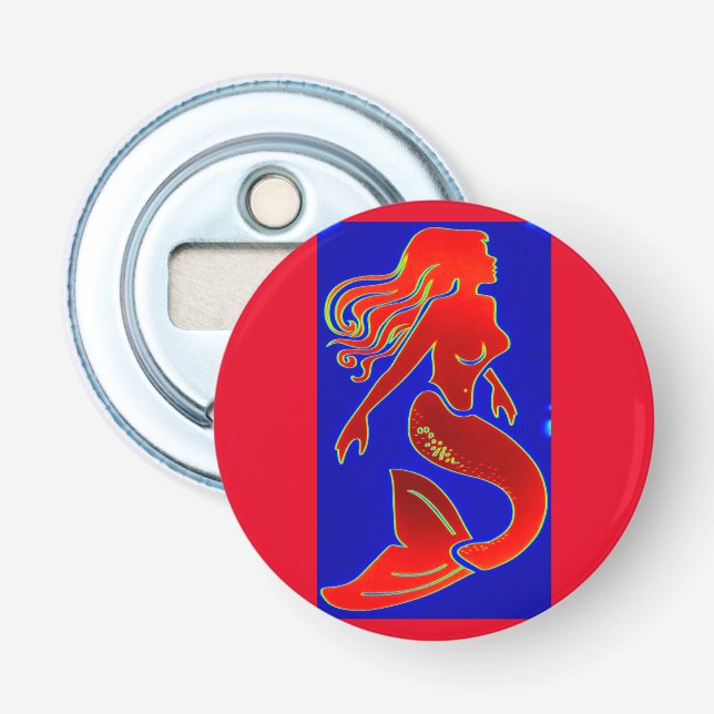 red pin-up mermaid bottle opener (Front)