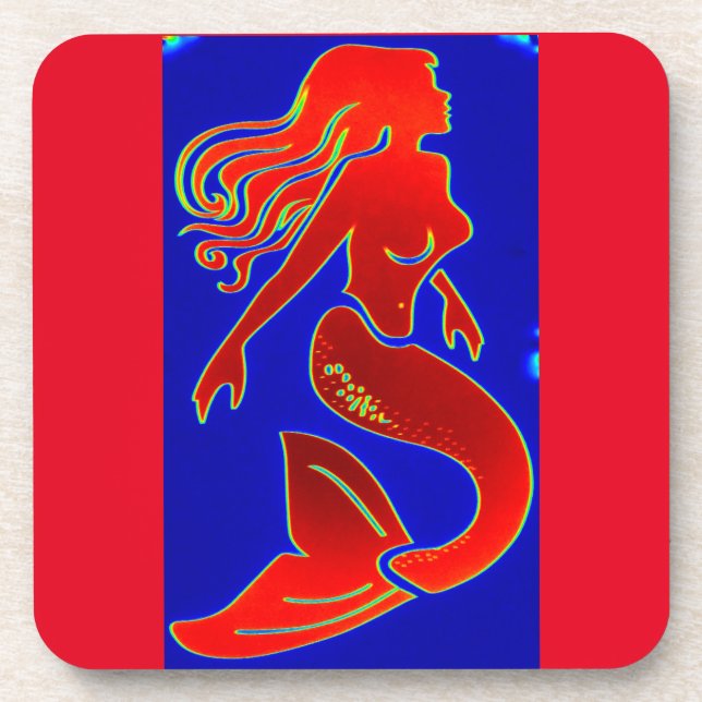 red pin-up mermaid coaster (Front)