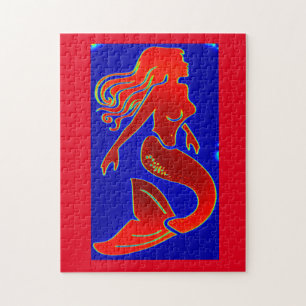 red pin-up mermaid jigsaw puzzle