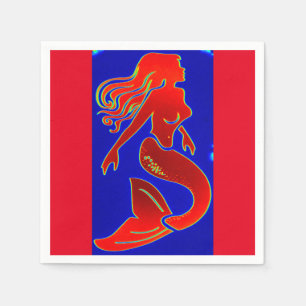 red pin-up mermaid napkin