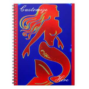 red pin-up mermaid spiral notebook