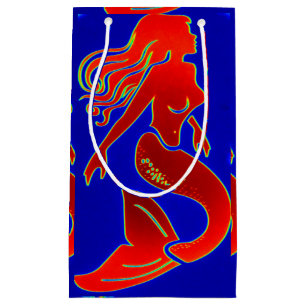 red pin-up mermaids small gift bag