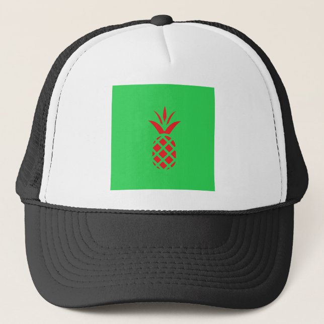 Red Pine apple in  Green Trucker Hat (Front)