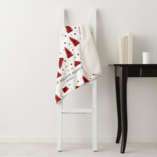 red pine winter forest modern monogram sherpa blanket