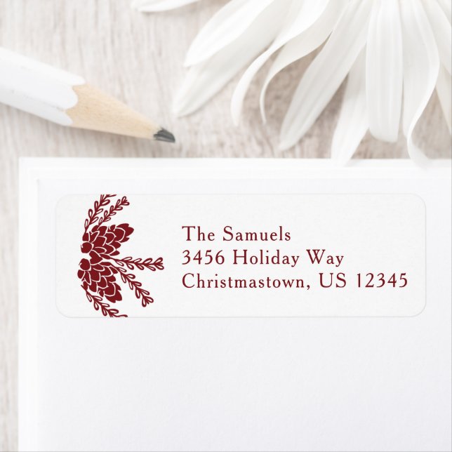 Red Pinecones Holiday Return Address Label (Insitu)