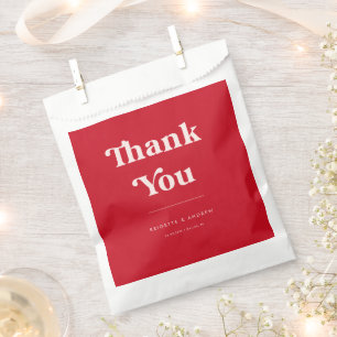 Red & Pink 70s Retro Thank You Typography Wedding Favour Bags
