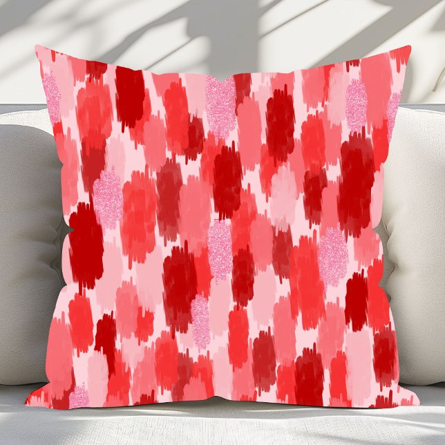 Red Pink Abstract Brushstrokes Pattern Cushion (Creator Uploaded)