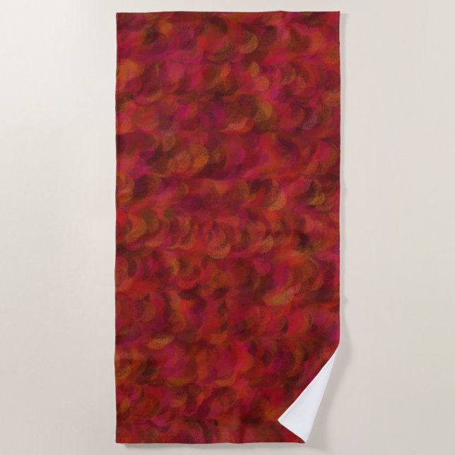 Red Pink Abstract Seamless Pattern Beach Towel (Front)