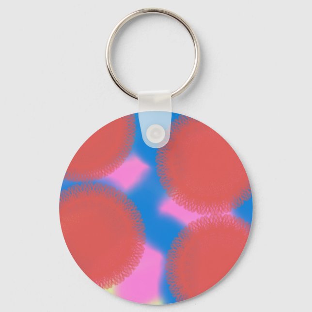 red pink and blue 56789 abstract art key ring (Front)