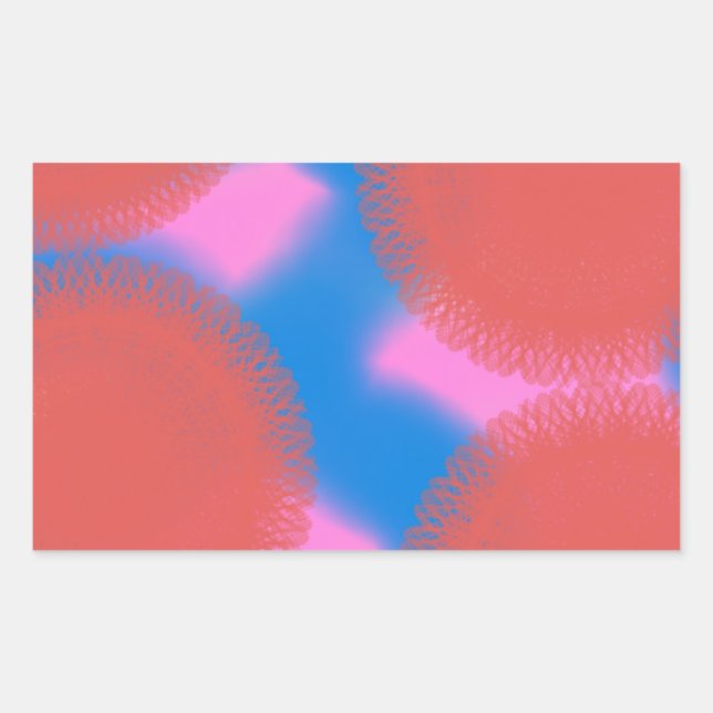 red pink and blue 56789 abstract art rectangular sticker (Front)