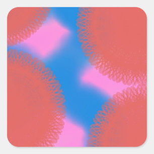 red pink and blue 56789 abstract art square sticker
