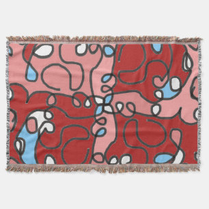 Red, Pink, and Blue Floral Abstract Throw Blanket
