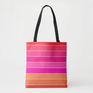 Red, Pink and Orange Stripes Tote Bag