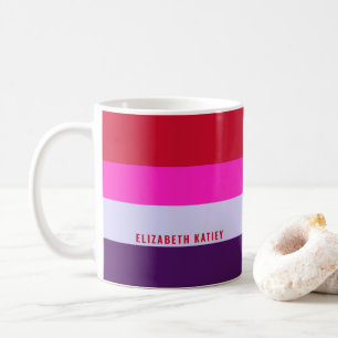 Red, Pink and Purple Stripes Pattern Coffee Mug