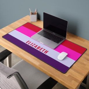 Red, Pink and Purple Stripes Pattern Desk Mat