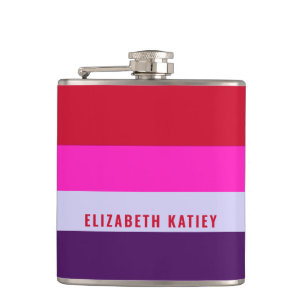 Red, Pink and Purple Stripes Pattern Hip Flask
