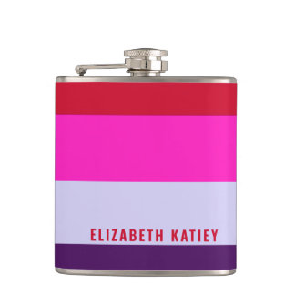 Red, Pink and Purple Stripes Pattern  Hip Flask