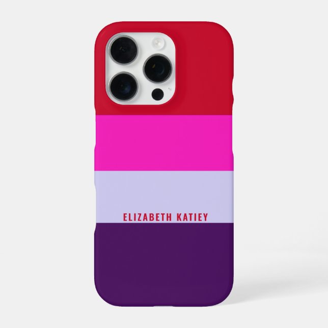 Red, Pink and Purple Stripes Pattern  iPhone Case (Back)