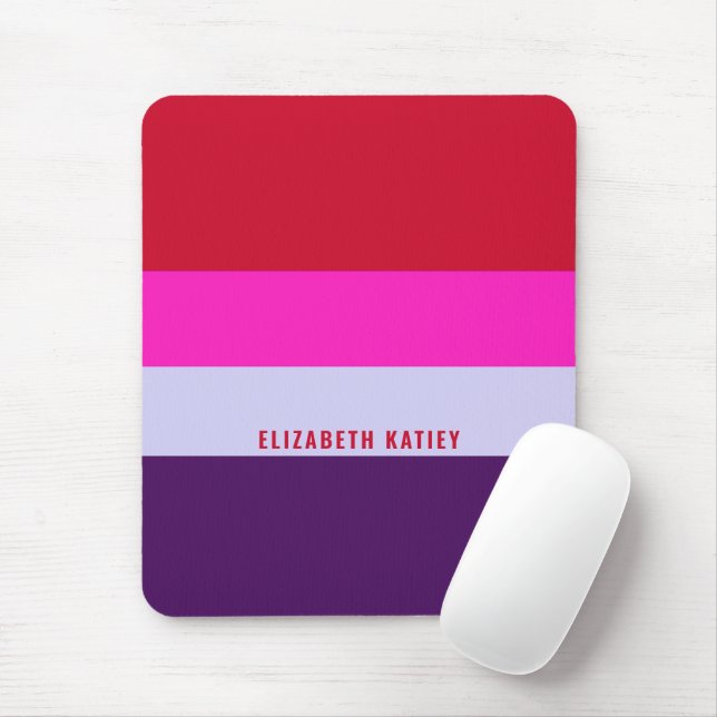 Red, Pink and Purple Stripes Pattern  Mouse Pad (With Mouse)