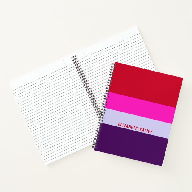 Red, Pink and Purple Stripes Pattern  Notebook (Inside)