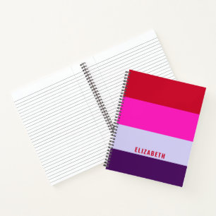 Red, Pink and Purple Stripes Pattern  Notebook