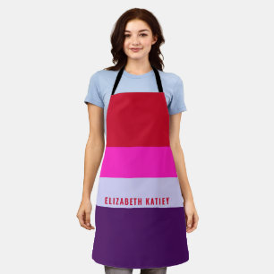 Red, Pink and Purple Stripes Pattern Personalised Apron