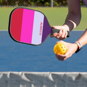 Red, Pink and Purple Stripes Pattern Pickleball Paddle