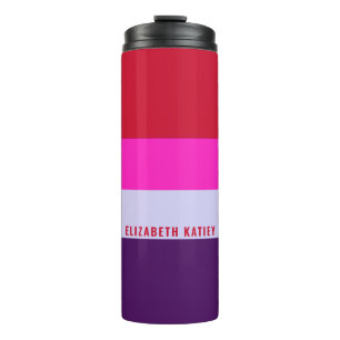 Red, Pink and Purple Stripes Pattern Thermal Tumbler