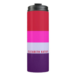 Red, Pink and Purple Stripes Pattern Thermal Tumbler