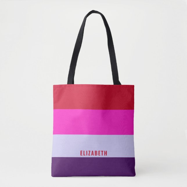 Red, Pink and Purple Stripes Pattern  Tote Bag (Front)