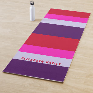 Red, Pink and Purple Stripes Pattern  Yoga Mat