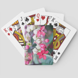 Red Pink and White Tropical Flowers Playing Cards