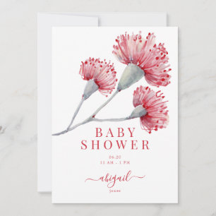 Red & Pink Australian Floral Baby Shower  Invitation