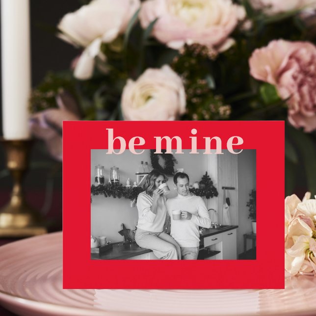 Red & Pink Be Mine | Couple Photo | Valentines  Po Postcard (Creator Uploaded)